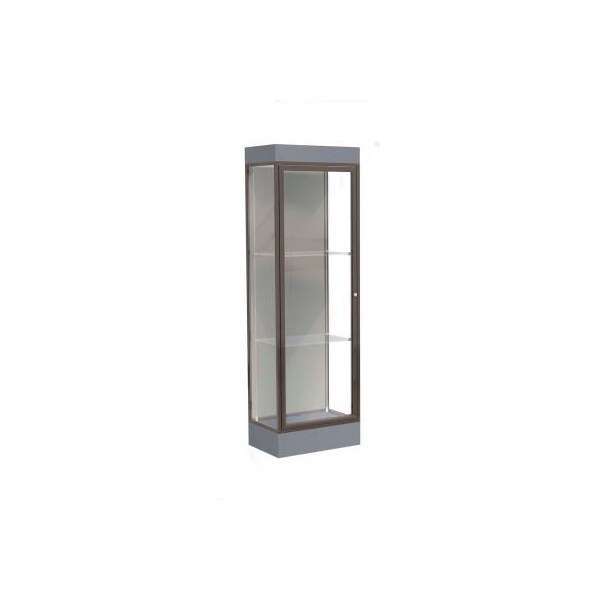 Waddell Display Case Of Ghent Edge Lighted Floor Case, Harbor Back, Dark Bronze Frame, 6" Carbon Mesh Base, 24"W x 76"H x 20"D 91LFHB-BZ-CM - main
